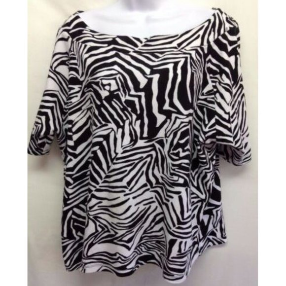 Women's Black Animal Print Boat Neck 2X - Picture 1 of 4